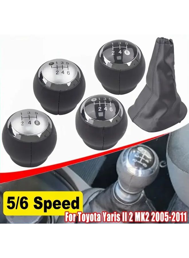 6 Speed Black Gear Shift Knob Cover For Toyota Yaris II MK2 2005 2011 - Image 1